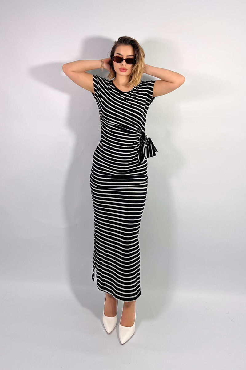 STRIPE DESIGN LONG WOMEN DRESS BLACK/ E ZEZE - 1
