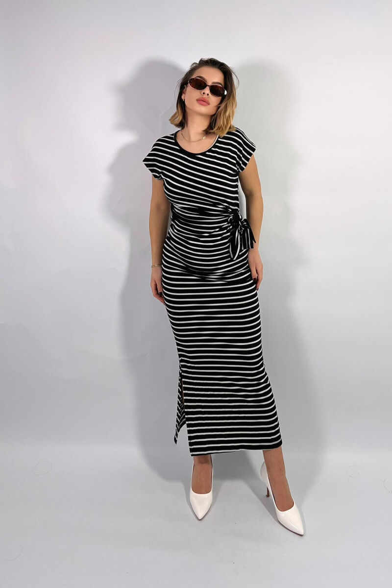 STRIPE DESIGN LONG WOMEN DRESS BLACK/ E ZEZE - 2