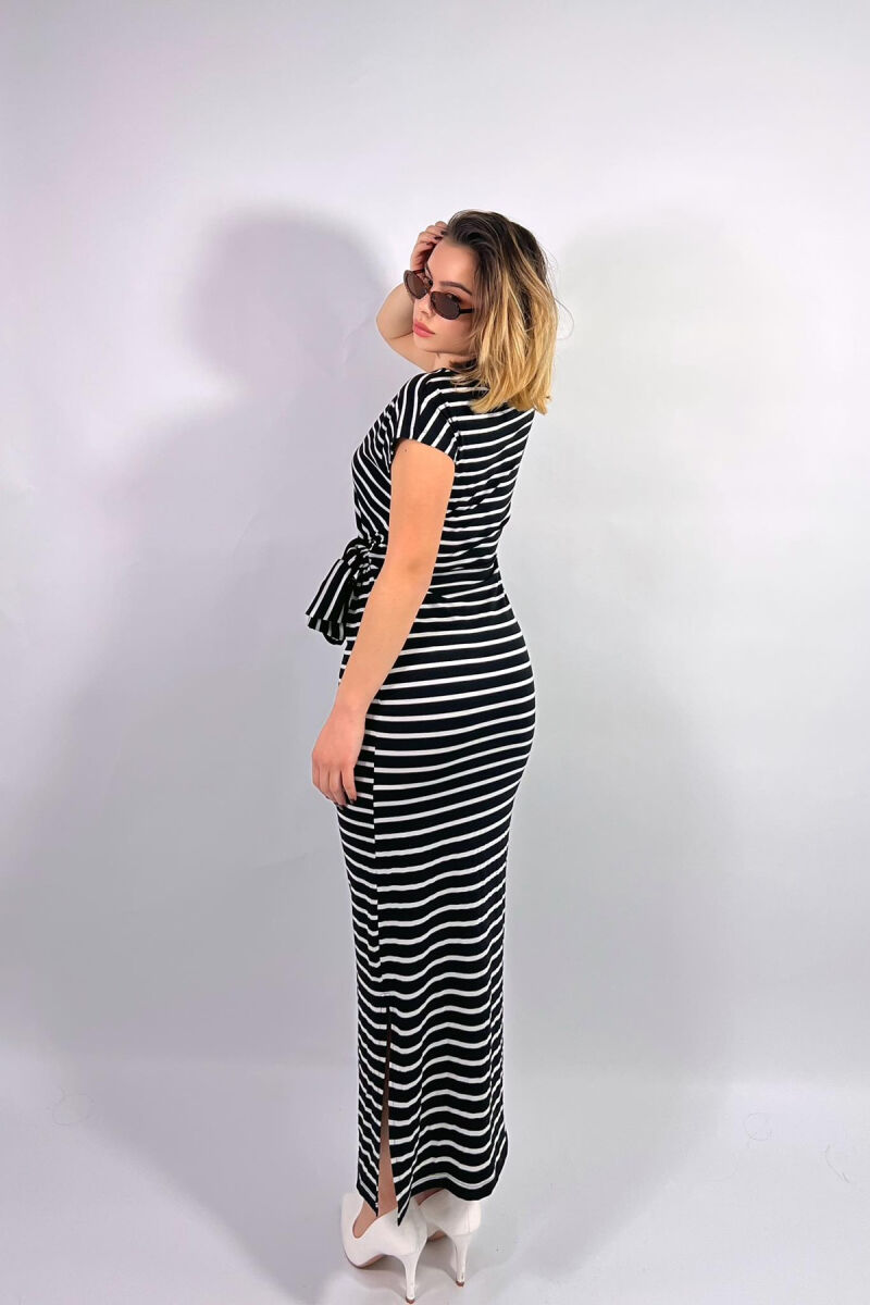 STRIPE DESIGN LONG WOMEN DRESS BLACK/ E ZEZE - 3