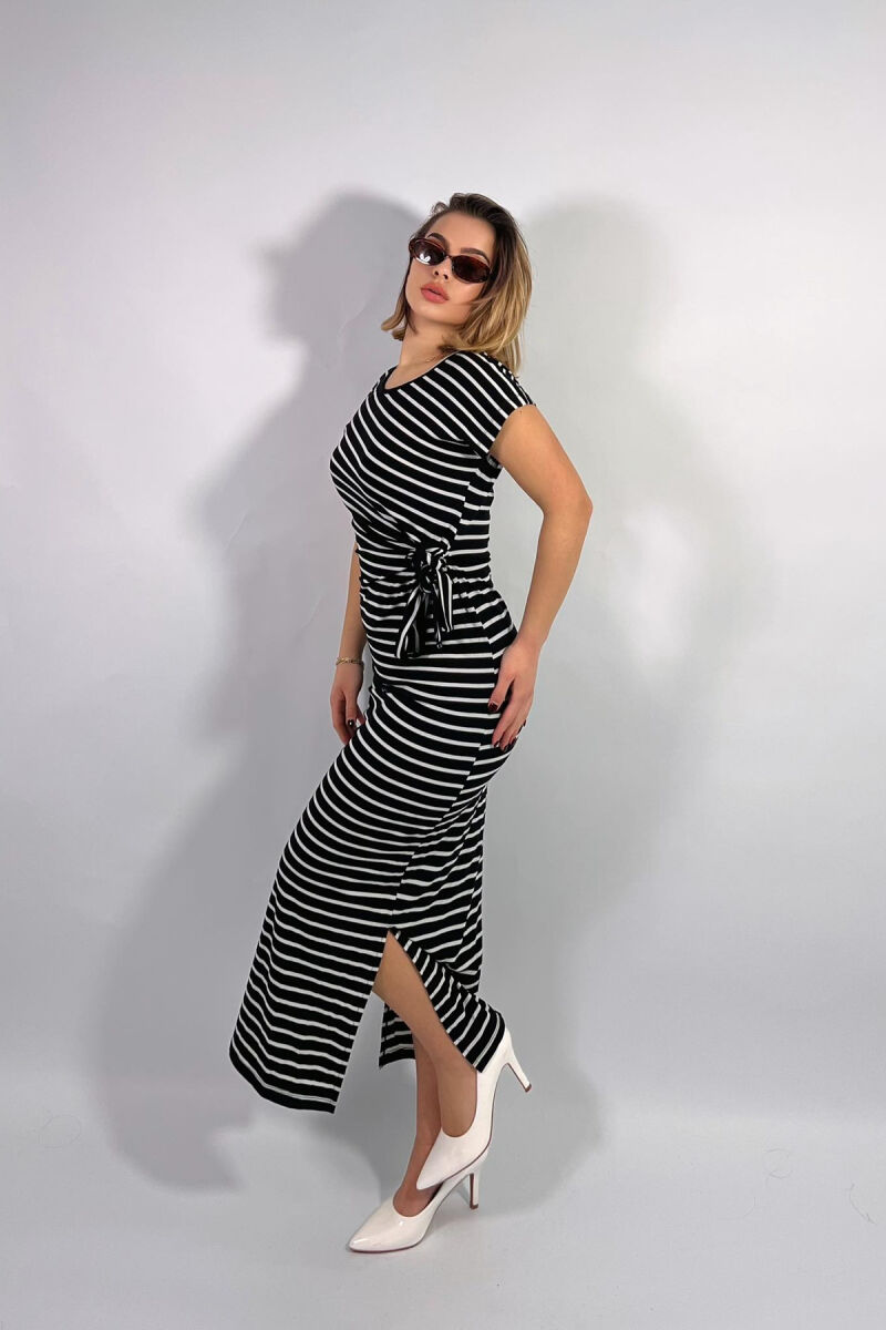 STRIPE DESIGN LONG WOMEN DRESS BLACK/ E ZEZE - 4