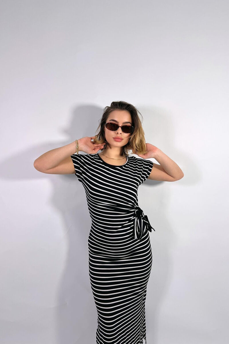 STRIPE DESIGN LONG WOMEN DRESS BLACK/ E ZEZE - 5