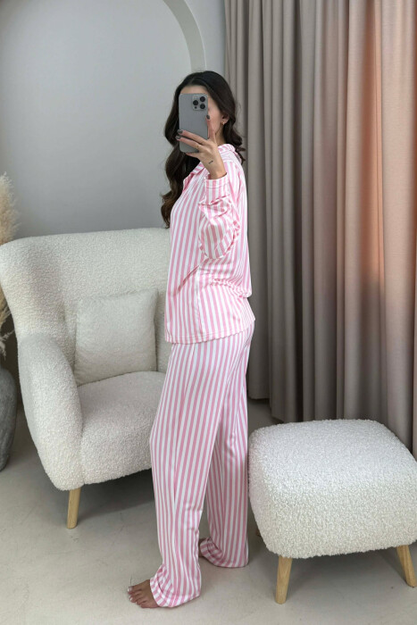 STRIPE DESIGN SHIRT+TROUSERS WOMEN PYJAMAS PINK/ROZE - 3