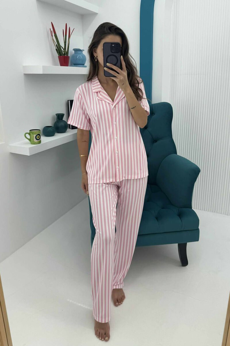 STRIPE DESIGN SHIRT+TROUSERS WOMEN PYJAMAS PINK/ROZE - 1