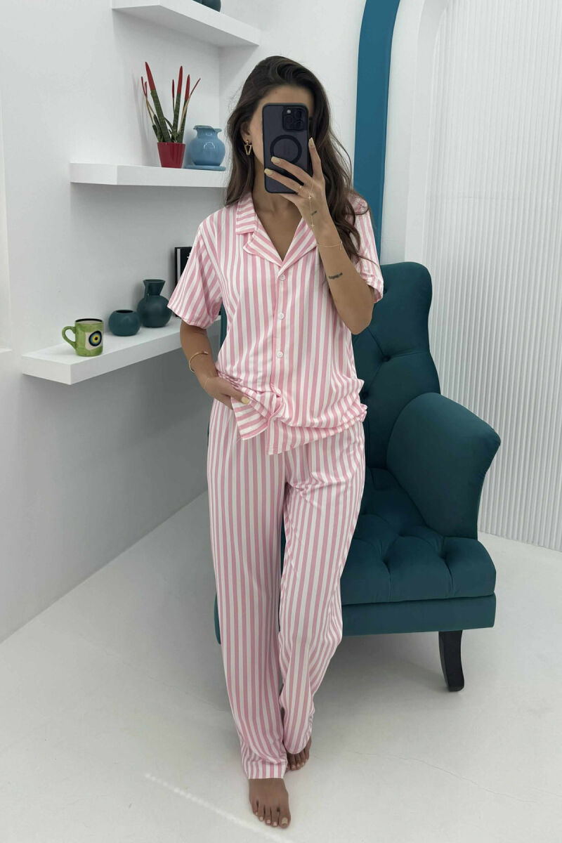 STRIPE DESIGN SHIRT+TROUSERS WOMEN PYJAMAS PINK/ROZE - 2