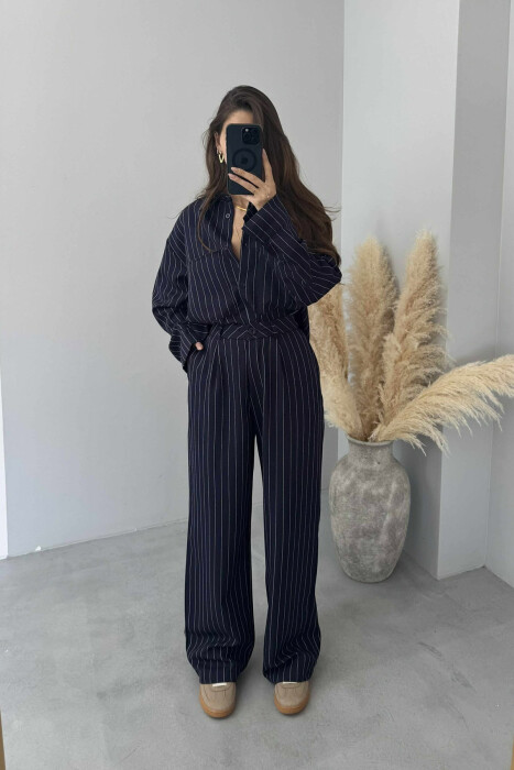 STRIPE DESIGN SHIRT+TROUSERS WOMEN SET BLUE/BLU - 3