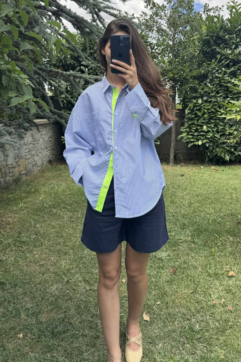 STRIPE DESIGN SIMPLE WOMEN SHIRT LIGHTBLUE/BZ - 6