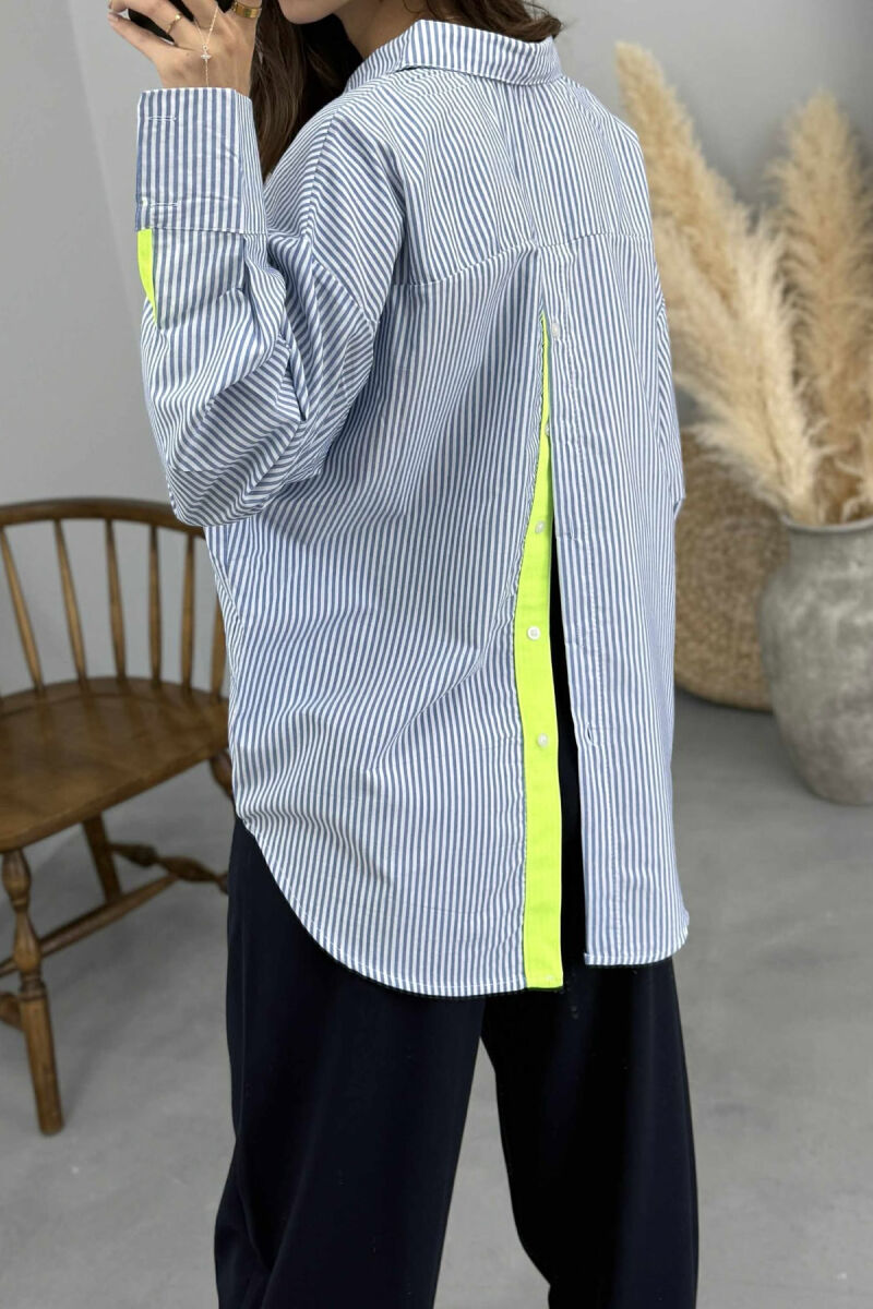 STRIPE DESIGN SIMPLE WOMEN SHIRT LIGHTBLUE/BZ - 5
