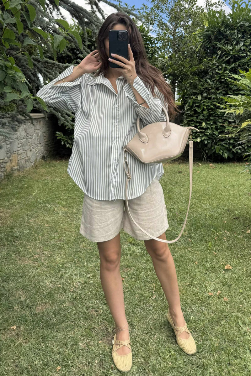 STRIPE DESIGN SIMPLE WOMEN SHIRT MINT/MENTE - 2