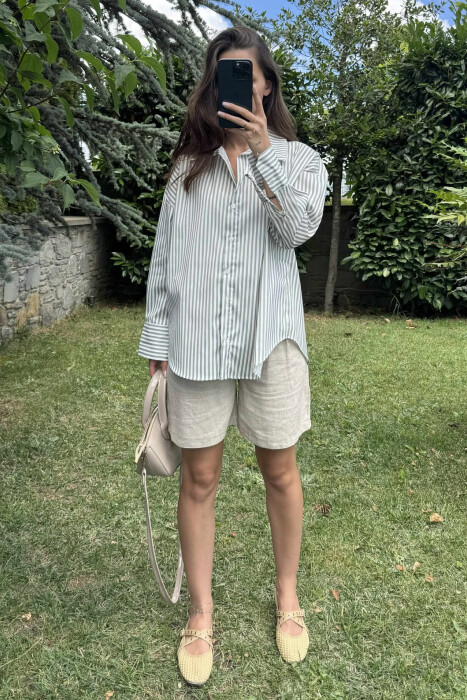 STRIPE DESIGN SIMPLE WOMEN SHIRT MINT/MENTE - 3