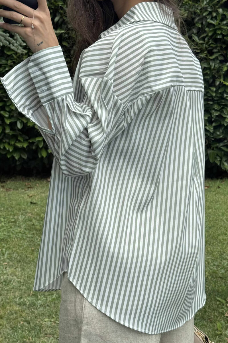 STRIPE DESIGN SIMPLE WOMEN SHIRT MINT/MENTE - 4