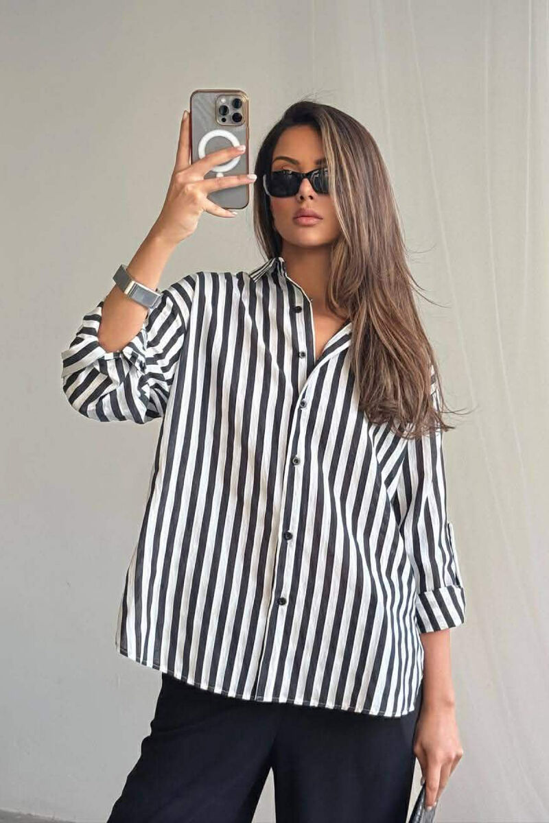 STRIPE DESIGN WOMAN SHIRT BLACK-WHITE/ZB - 2