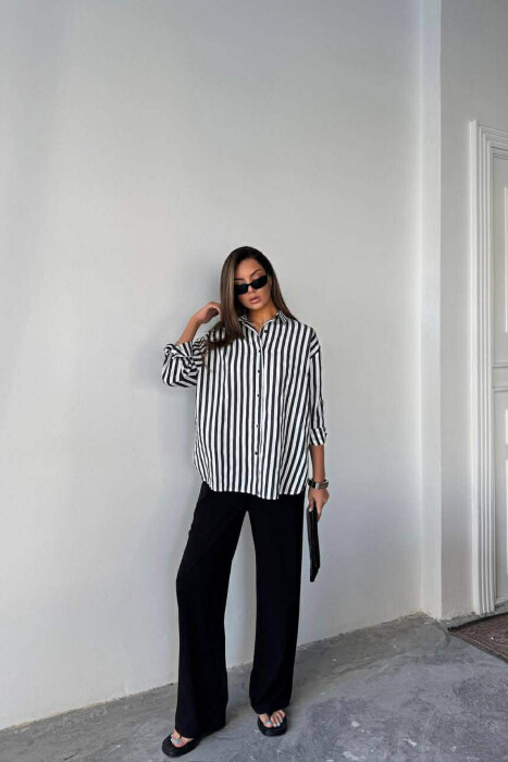 STRIPE DESIGN WOMAN SHIRT BLACK-WHITE/ZB - 3