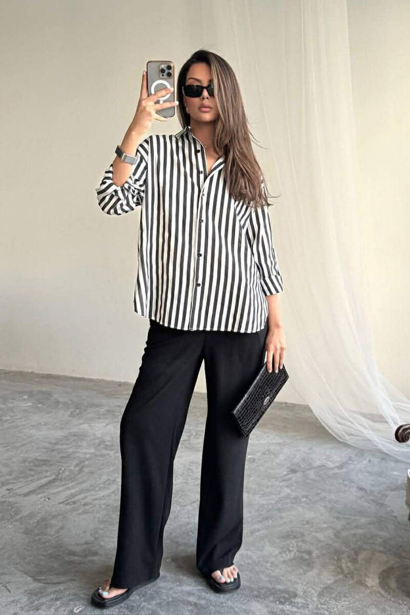 STRIPE DESIGN WOMAN SHIRT BLACK-WHITE/ZB - 4