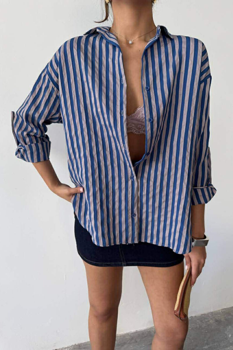 STRIPE DESIGN WOMAN SHIRT BLUE/BLU - 2