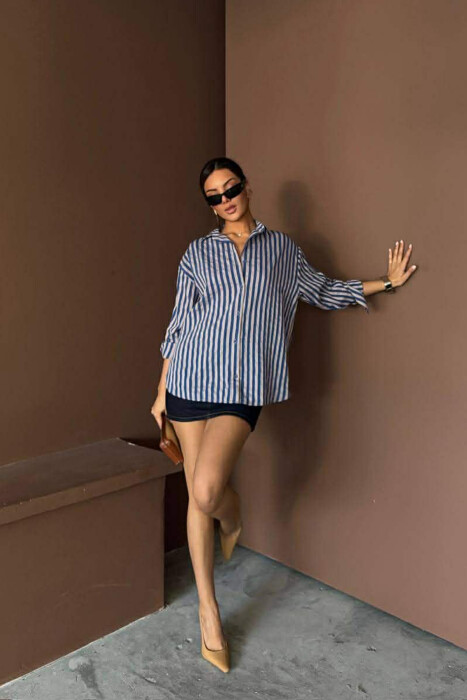 STRIPE DESIGN WOMAN SHIRT BLUE/BLU - 3