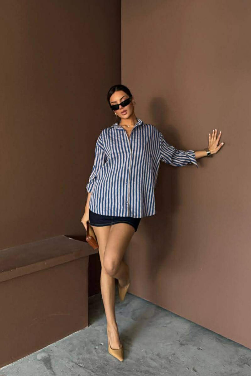 STRIPE DESIGN WOMAN SHIRT BLUE/BLU - 3