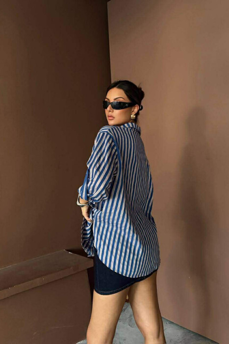 STRIPE DESIGN WOMAN SHIRT BLUE/BLU - 5