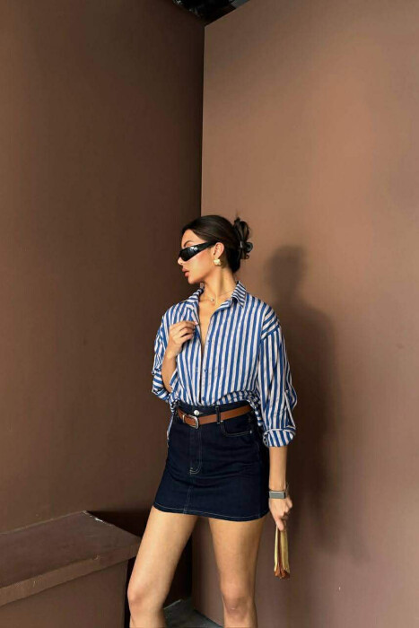 STRIPE DESIGN WOMAN SHIRT BLUE/BLU - 6