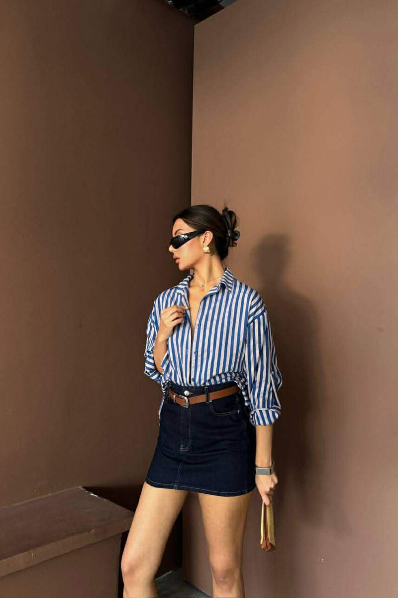 STRIPE DESIGN WOMAN SHIRT BLUE/BLU - 6