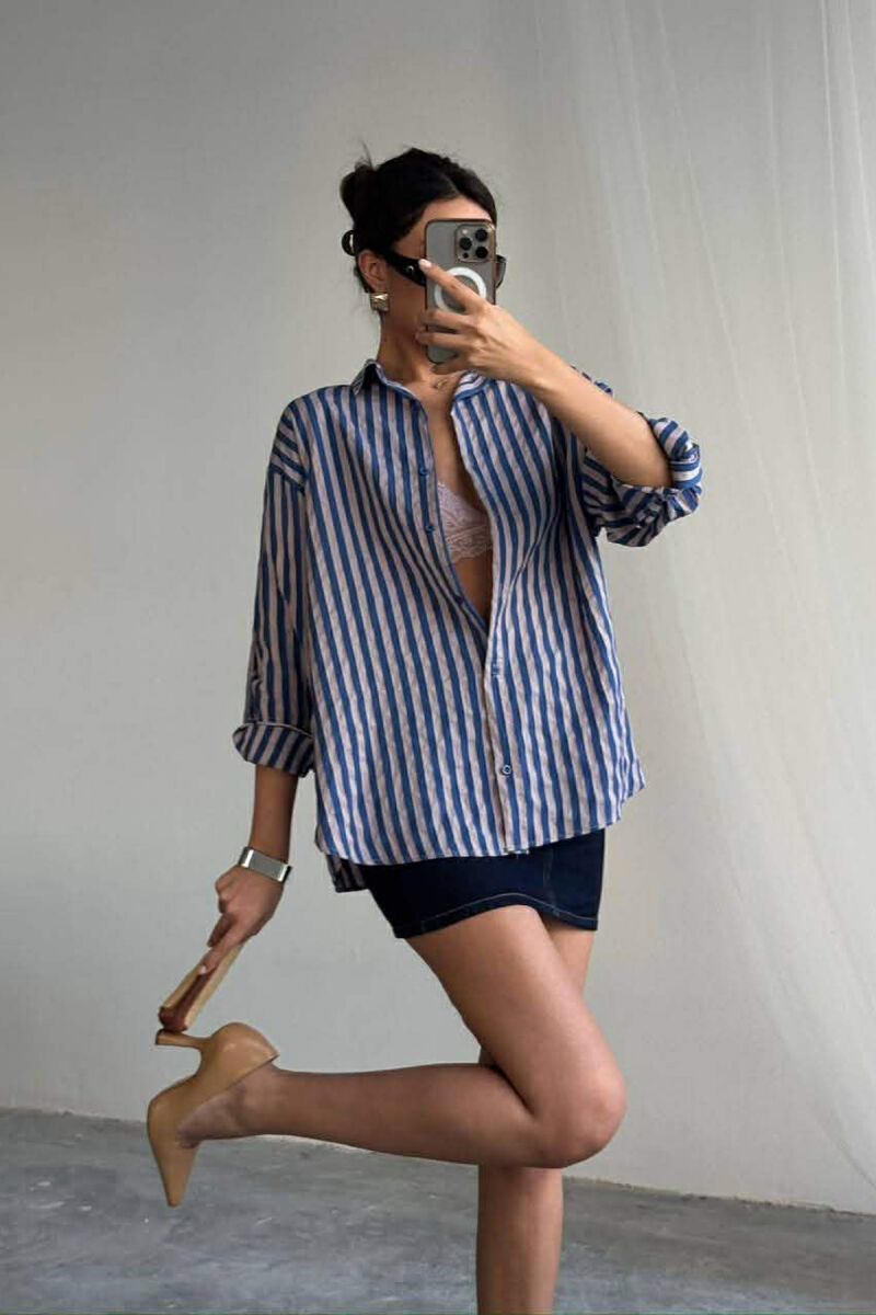 STRIPE DESIGN WOMAN SHIRT BLUE/BLU - 1