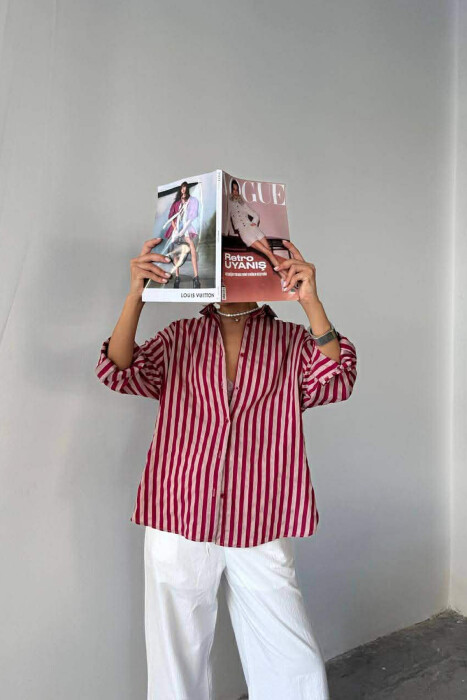 STRIPE DESIGN WOMAN SHIRT BURGUNDY/VISHNJE - 6