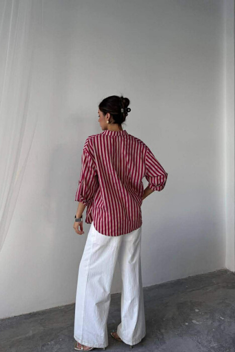STRIPE DESIGN WOMAN SHIRT BURGUNDY/VISHNJE - 7