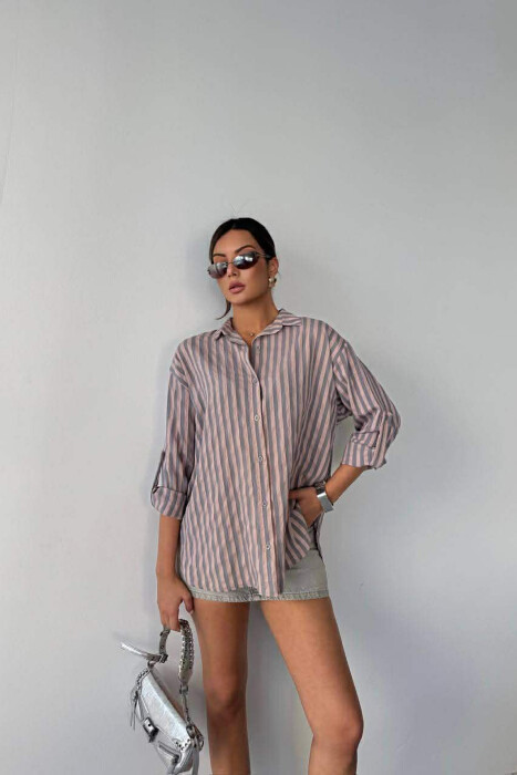 STRIPE DESIGN WOMAN SHIRT VINEGAR/UTHULL - 1
