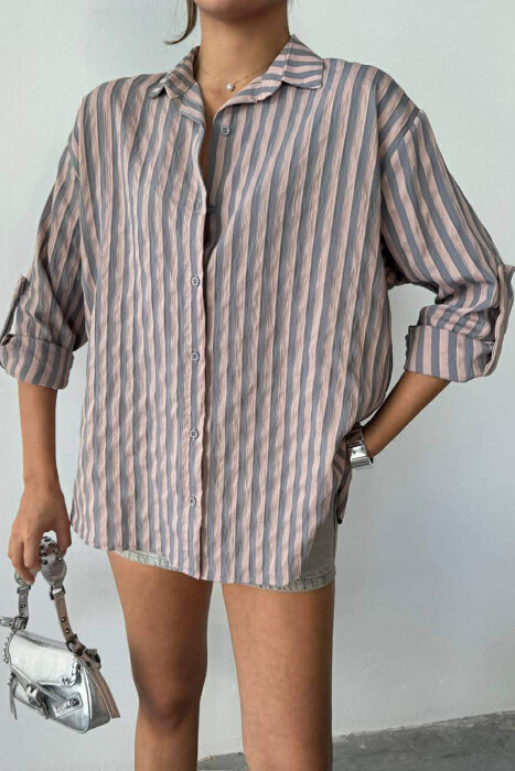 STRIPE DESIGN WOMAN SHIRT VINEGAR/UTHULL - 2