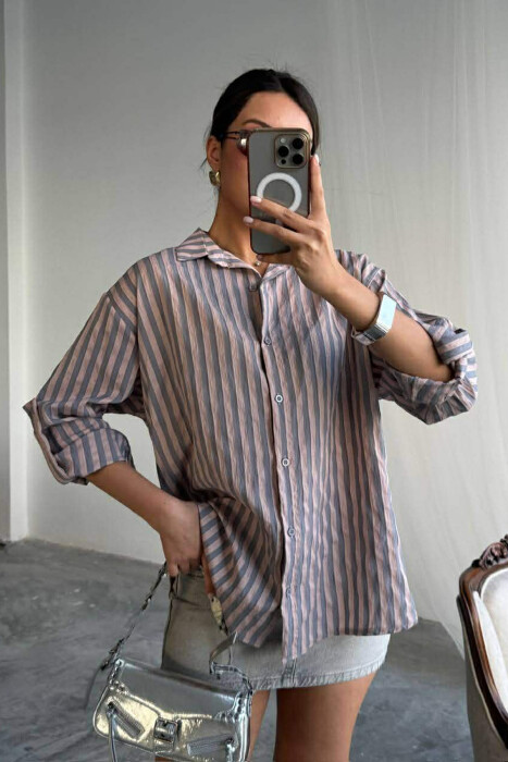 STRIPE DESIGN WOMAN SHIRT VINEGAR/UTHULL - 4