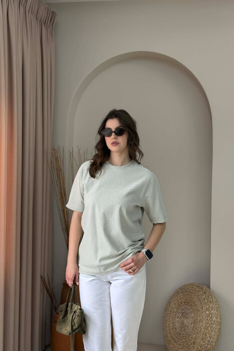 STRIPE DESIGN WOMAN T- SHIRT + 6 PAIR SOCKS MINT/MENTE - 5