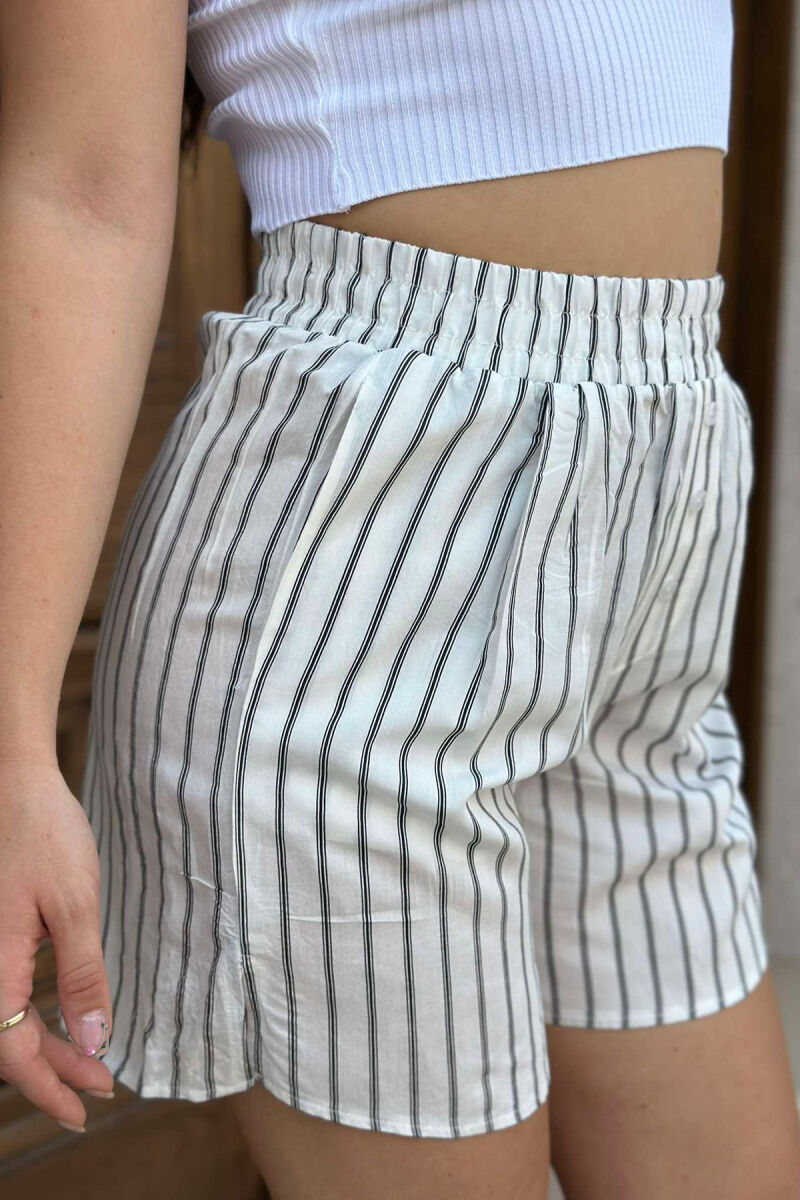 STRIPE LIGHT WOMEN SHORTS WHITE-BLACK/BAZE - 3