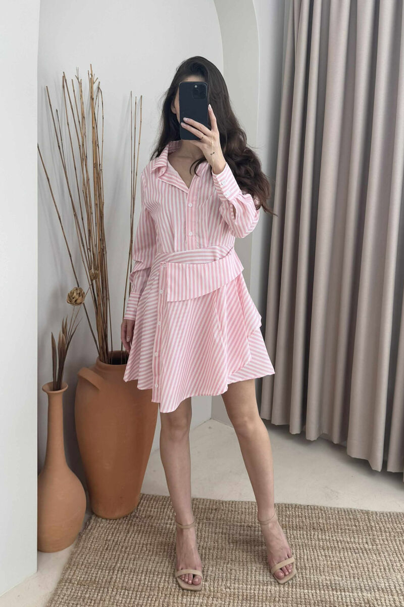 STRIPE POLO NECK WOMEN DRESS PINK/ROZE - 3