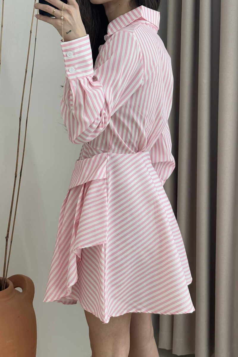 STRIPE POLO NECK WOMEN DRESS PINK/ROZE - 5