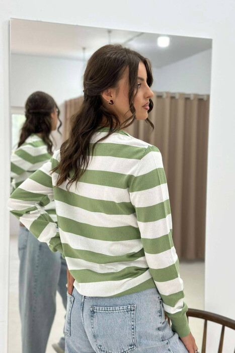 STRIPE ROUND NECK WOMEN SWEATSHIRT MINT/MENTE - 2