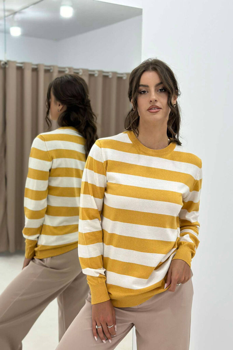 STRIPE ROUND NECK WOMEN SWEATSHIRT YELLOW/E VERDHE - 5