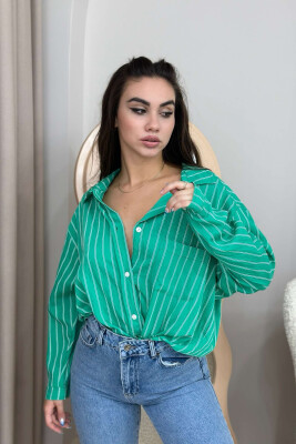 STRIPE SIMPLE WOMEN SHIRT GREEN/JESHILE 