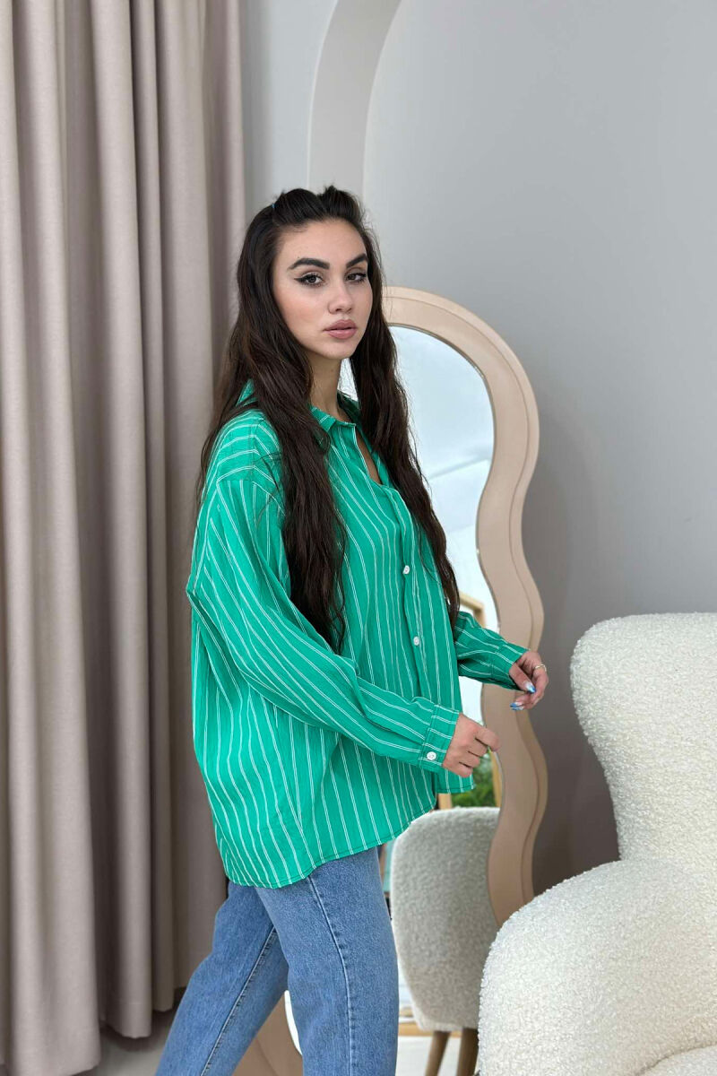 STRIPE SIMPLE WOMEN SHIRT GREEN/JESHILE - 2