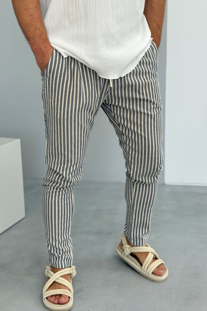 STRIPED DESIGN LACINGS MEN PANTS GREY/GRI - 1