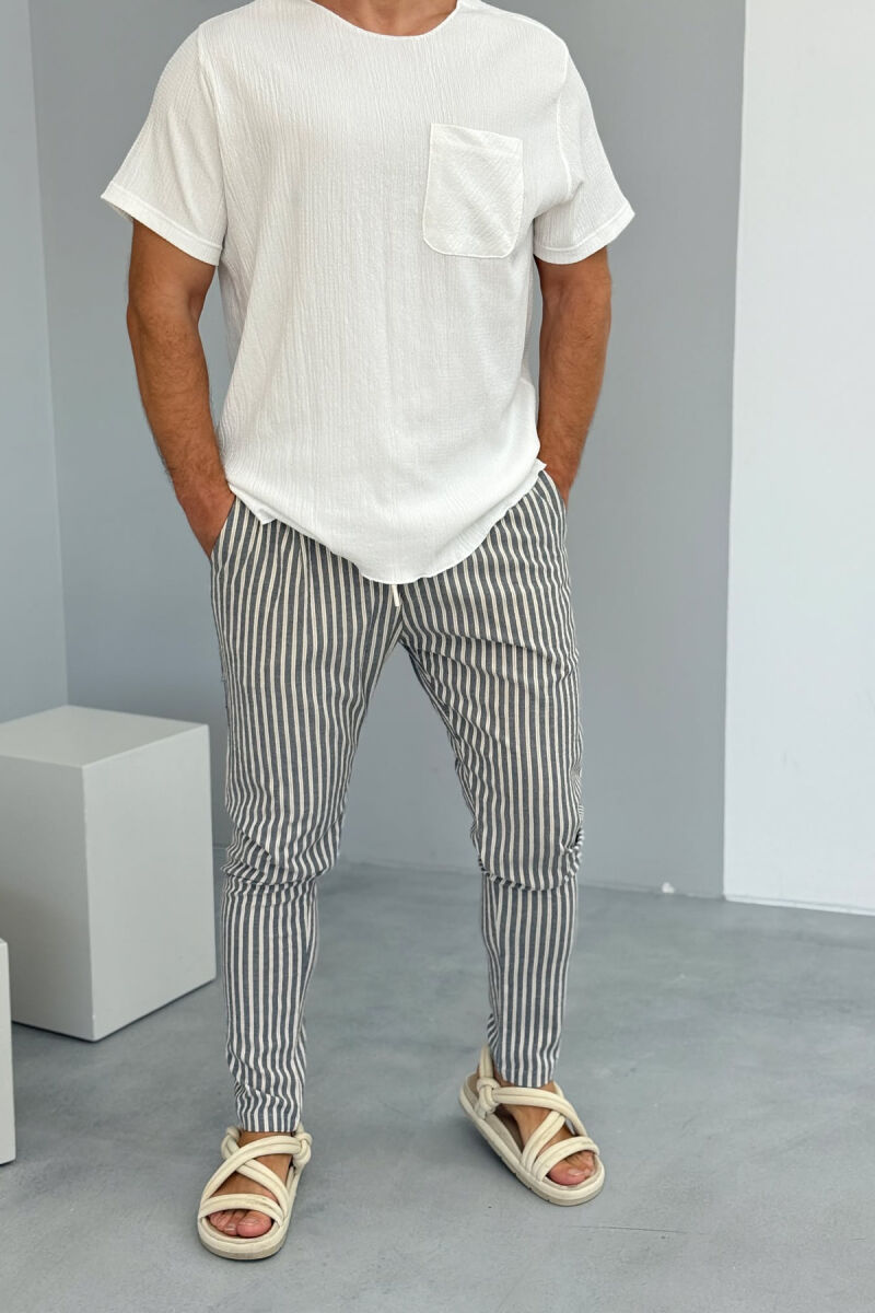 STRIPED DESIGN LACINGS MEN PANTS GREY/GRI - 2