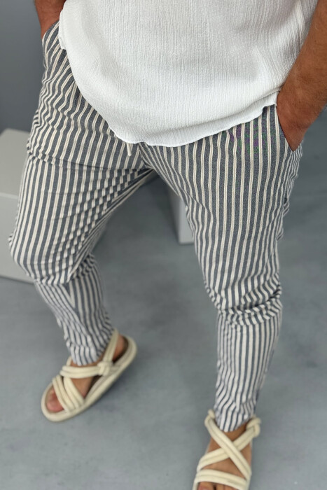 STRIPED DESIGN LACINGS MEN PANTS GREY/GRI - 3