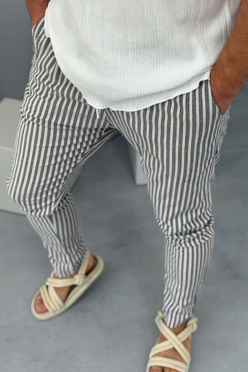 STRIPED DESIGN LACINGS MEN PANTS GREY/GRI - 3