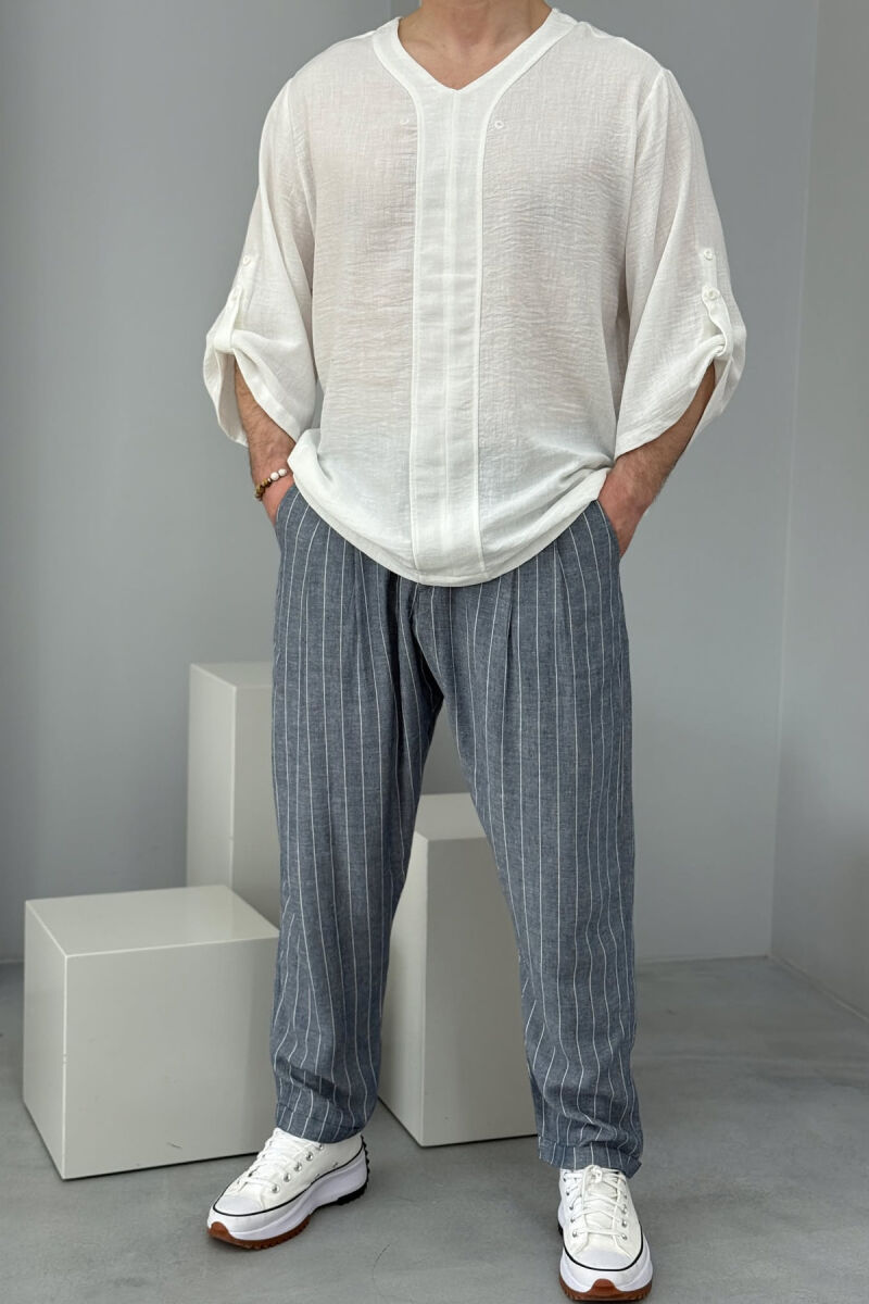 STRIPED DESIGN MEN PANTS GREY/GRI - 1