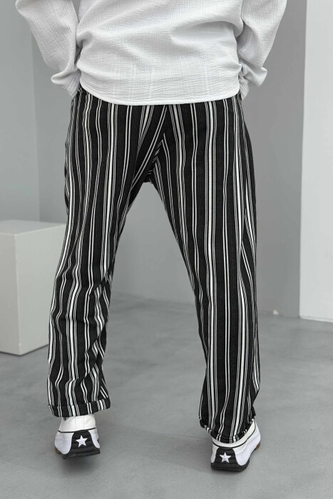 STRIPED DESIGN MEN PANTS WHITE-BLACK/BAZE - 3