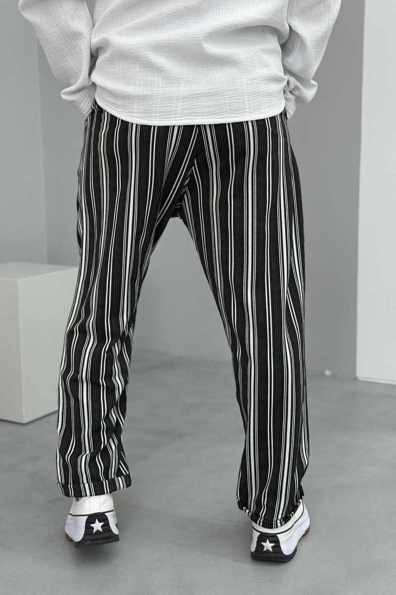 STRIPED DESIGN MEN PANTS WHITE-BLACK/BAZE - 3