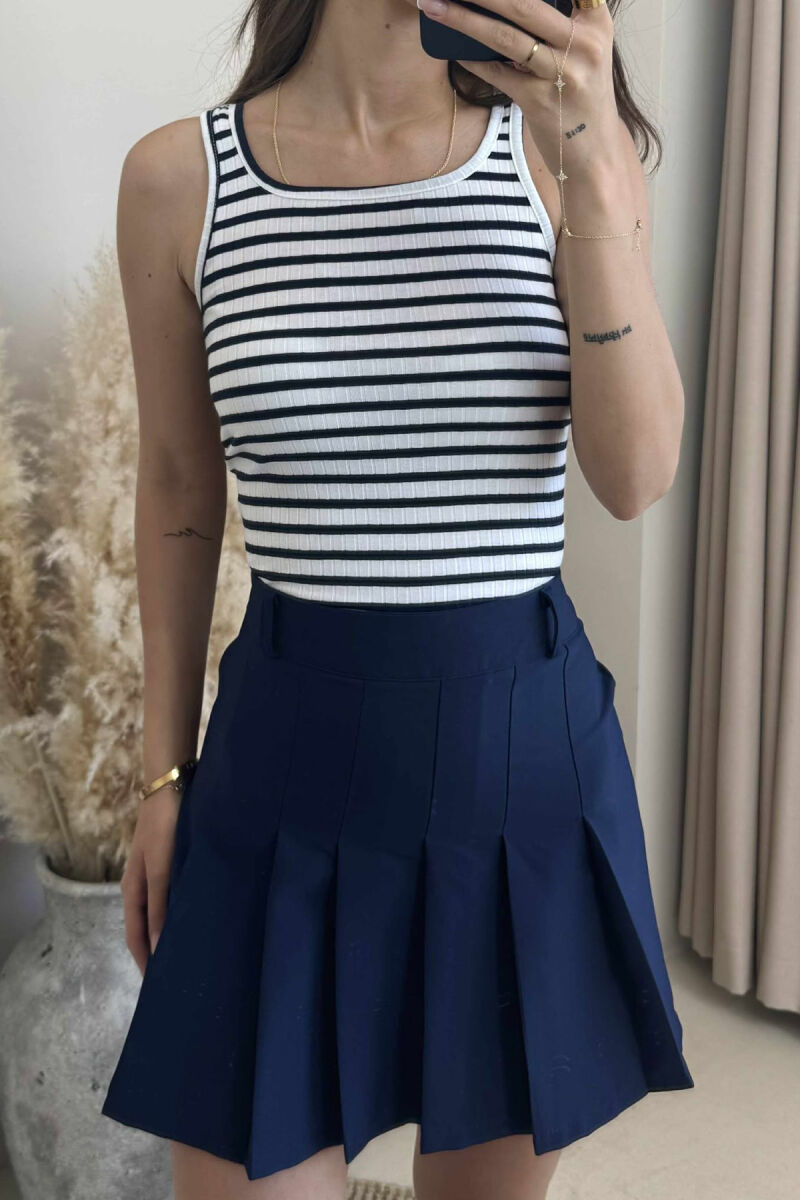 STRIPED DESIGN SIMPLE WOMEN TANK TOP WHITE-BLACK/BAZE - 3