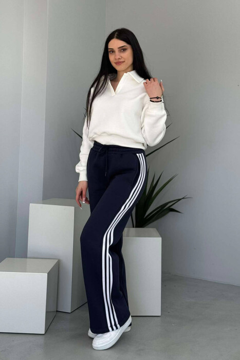 STRIPED FLUFFY WOMEN SWEATPANTS BLUE/BLU 