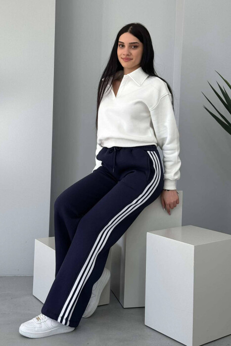 STRIPED FLUFFY WOMEN SWEATPANTS BLUE/BLU - 7