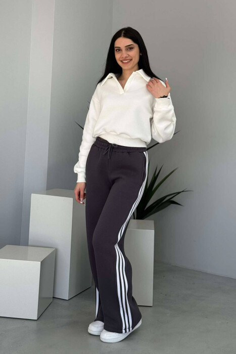 STRIPED FLUFFY WOMEN SWEATPANTS GREY/GRI - 4