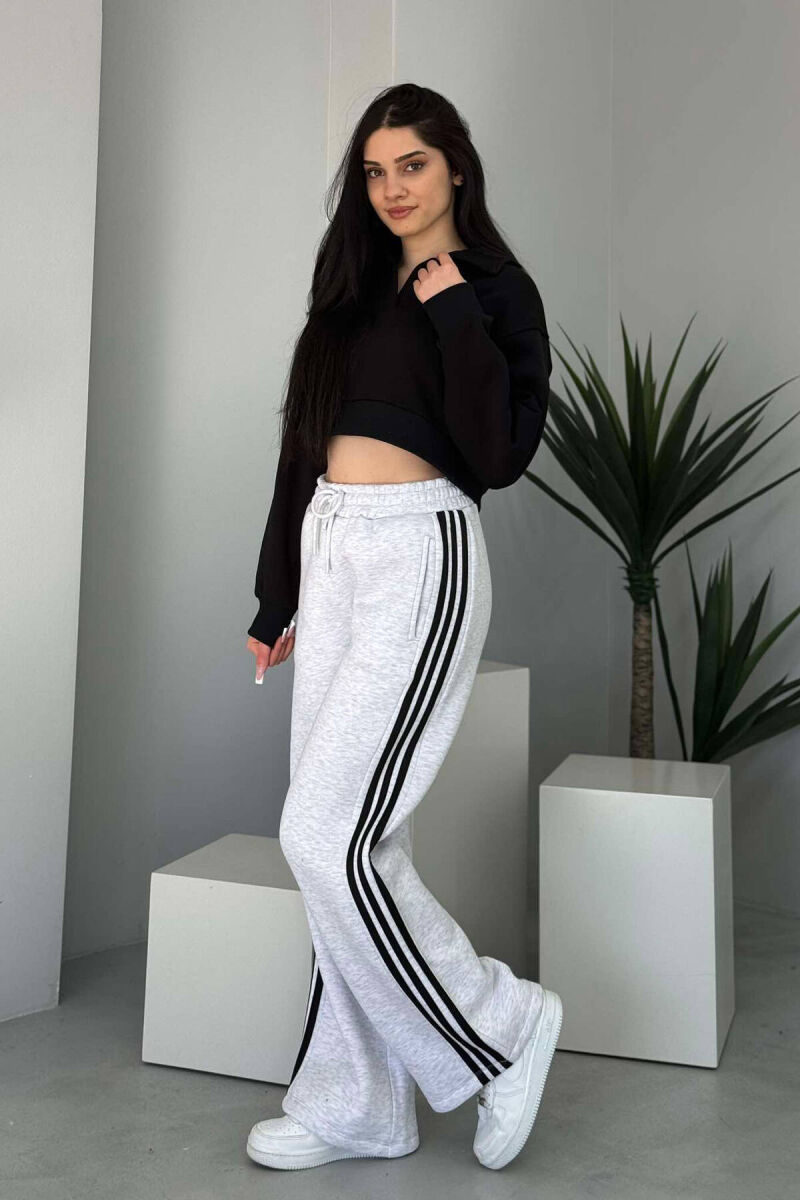 STRIPED FLUFFY WOMEN SWEATPANTS LIGHT GREY/GZ - 1