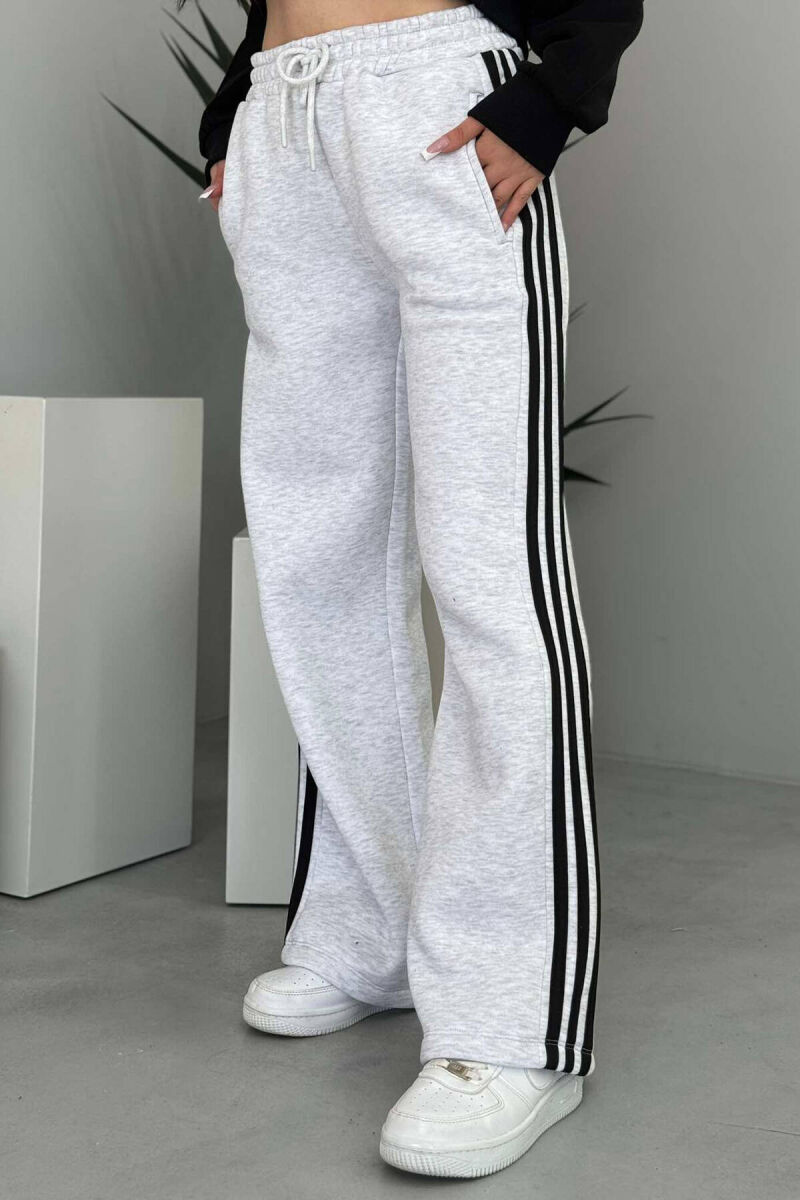 STRIPED FLUFFY WOMEN SWEATPANTS LIGHT GREY/GZ - 4